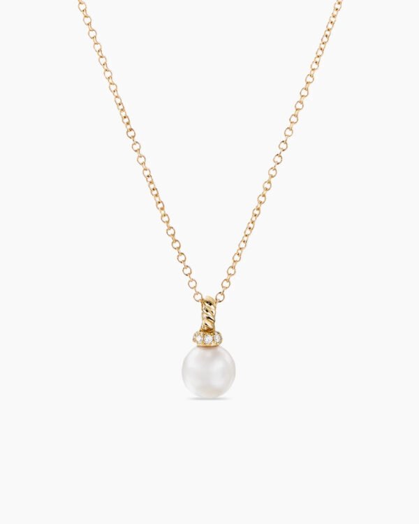 61070CA9-E04A-8BD6-B97F-E2B8318E111F.jpg Petite Solari Pendant Necklace 18K Yellow Gold with Pearl and Diamonds, 11.5mm