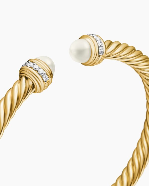 Classic Cablespira&reg; Bracelet 18K Yellow Gold with Pearls and Diamonds, 5mm