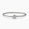 Infinity Bracelet Sterling Silver with Diamonds, 3mm - 17cm
