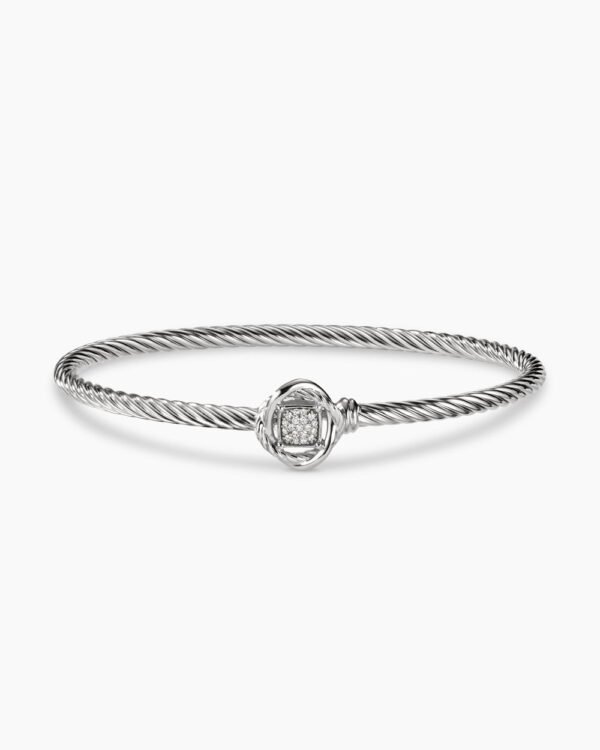 Infinity Bracelet Sterling Silver with Diamonds, 3mm - 17cm