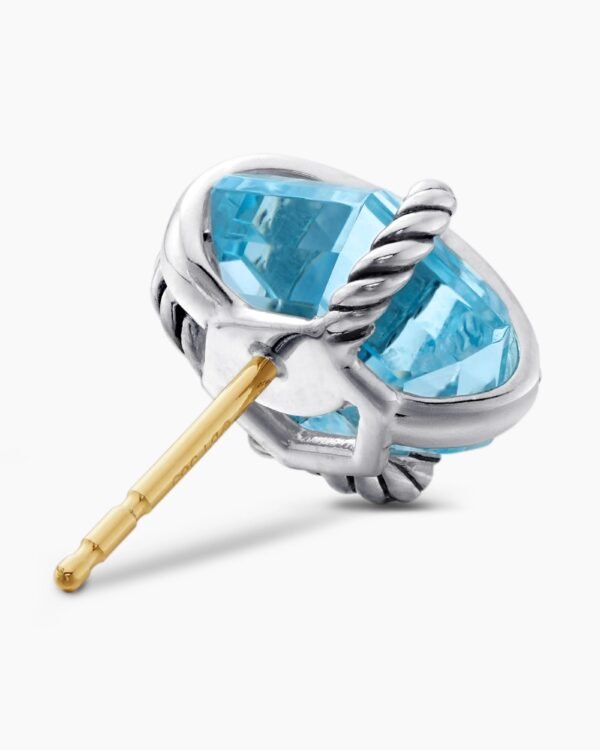 61C278DF-8794-BC28-9B0C-59F737D51D56.jpg Cable Wrap Stud Earrings Sterling Silver with Blue Topaz and Diamonds, 11mm