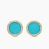 63349617-0E02-2F16-64D8-F4F39284B0EC.jpg Petite DY Elements® Stud Earrings 18K Yellow Gold with Turquoise and Diamonds, 11mm