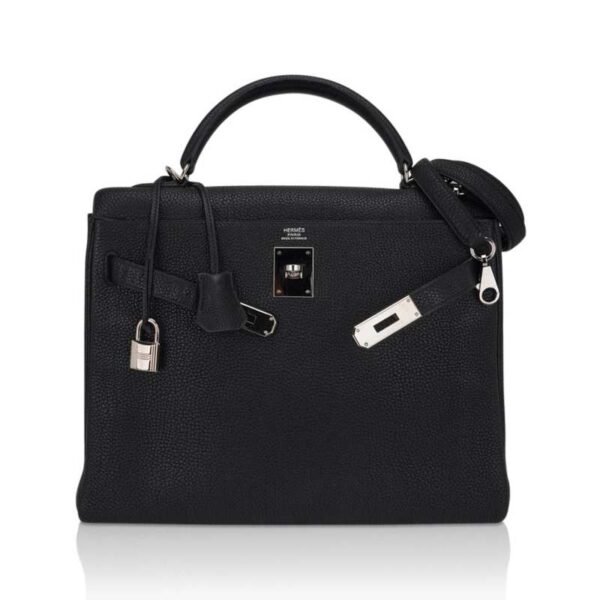 64016F1D-6897-F164-CB07-597CA9BDFCF8.jpg Kelly 28 Retourne Bag Black Togo Leather with Palladium Hardware