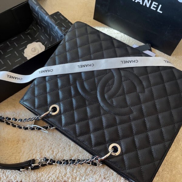Chanel Grand Shopping Tote Black Caviar Silver Hardware