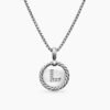 Initial Charm Necklace Sterling Silver with Diamond L
