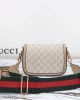 Gucci Horsebit 1955 Canvas Mini Shoulder Bag White Beige
