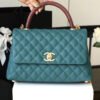 Chanel Large Flap Bag With Top Handle Teal For Women, Womens Handbags, Shoulder And Crossbody Bags 11in/28cm A92991