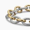 Oval Link Chain Bracelet Sterling Silver with 18K Yellow Gold - 19CM