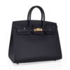 Birkin Sellier 25 Black Gold Hardware Epsom Leather New w/Box