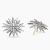 Starburst Stud Earrings Sterling Silver with Diamonds, 19mm