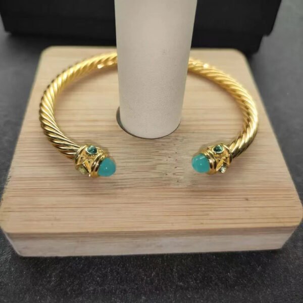 Renaissance&reg; Classic Cable Bracelet Sterling gold with 14K Yellow Gold, Blue Topaz and Lapis, 5mm