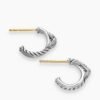 Petite X Hoop Earrings Sterling Silver with Pav&eacute; Diamonds, 12.6mm