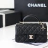 Chanel Mini Flapbag With Top Handle Black For Women 7.8in/20cm