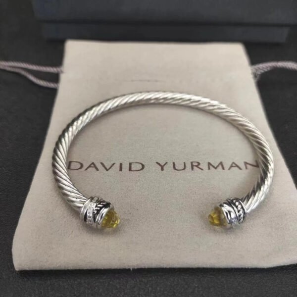 Classic Cable Bracelet Sterling Silver with Citrine and Diamonds, 5mm