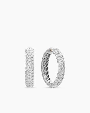 DY Mercer&reg; Hoop Earrings Sterling Silver with Diamonds, 25.4mm