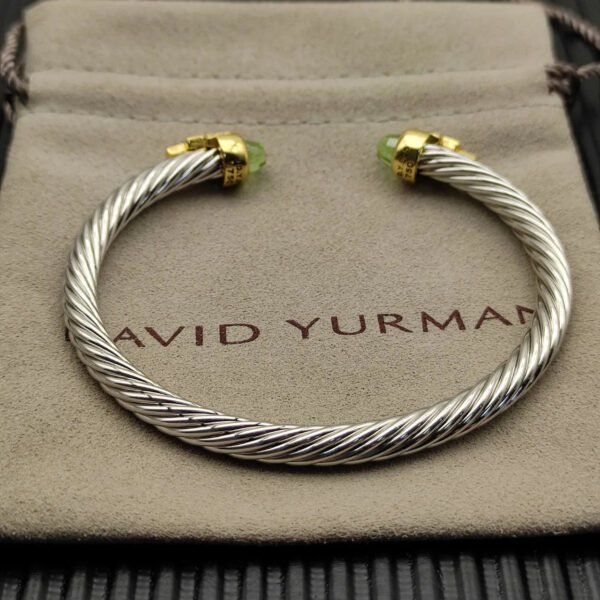 5mm Cable Bracelet with Peridot & Diamond Accents