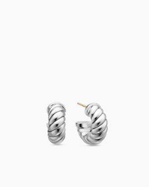 672D4984-43CD-D860-40DE-323B4D879D6B.jpg Sculpted Cable Shrimp Earrings Sterling Silver, 20.5mm