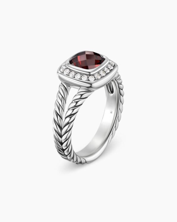 676F2B3B-4A92-20A5-5530-3BBF13D04D30.jpg Petite Albion Ring Sterling Silver with Garnet and Diamonds, 7mm