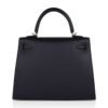Kelly Sellier 25 Bag Black Epsom Gold Hardware New
