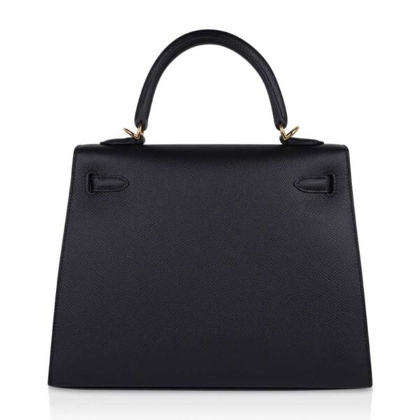 Kelly Sellier 25 Bag Black Epsom Gold Hardware New