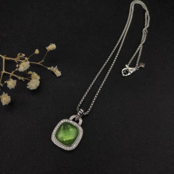 Albion&reg; Pendant Sterling Silver with Prasiolte and Diamonds, 14mm