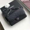Chanel Chevron Classic Handbag Silver Hardware Black For Women, Women&rsquo;s Bags, Shoulder And Crossbody Bags 10.2in/26cm