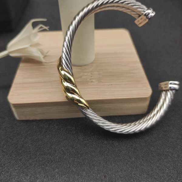 David Yurman Cable Twist Bangle in 14K Yellow Gold/Sterling Silver