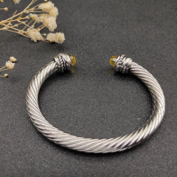 Classic Cable Bracelet Sterling Silver with Citrine and Diamonds, 7mm