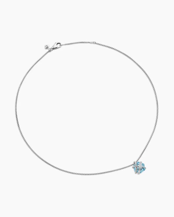 69740FFC-100C-F4B1-F7D7-D048435A3CAD.jpg Cable Wrap Necklace Sterling Silver with Blue Topaz and Diamonds, 12.5mm