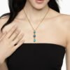 Marbella Y Pendant 18K Yellow Gold with Blue Topaz and Hampton Blue Topaz, 57.8mm
