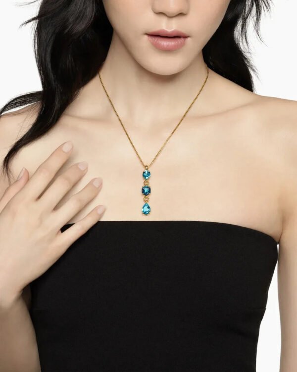 Marbella Y Pendant 18K Yellow Gold with Blue Topaz and Hampton Blue Topaz, 57.8mm