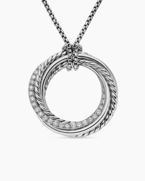 69E28F2A-D5F4-95C0-06C2-860C3316CD49.jpg Crossover Pendant Necklace Sterling Silver with Diamonds, 26mm