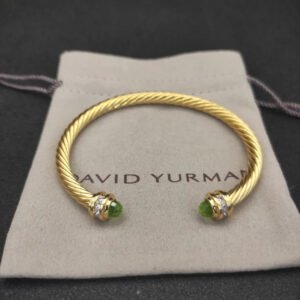 Classic Cablespira&reg; Bracelet 18K Yellow Gold with Peridot and Diamonds, 5mm
