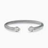 Classic Cable Bracelet Sterling Silver with Prasiolite and Diamonds, 5mm
