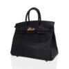 Birkin 25 Bag Black Matte Alligator with Gold Hardware