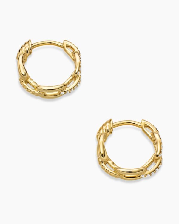 6BC291D7-AEE0-197B-E30D-E3B61CAED67E.jpg Stax Chain Link Huggie Hoop Earrings 18K Yellow Gold with Diamonds, 12.5mm
