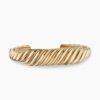 Sculpted Cable Contour Cuff Bracelet 18K Yellow Gold, 13mm