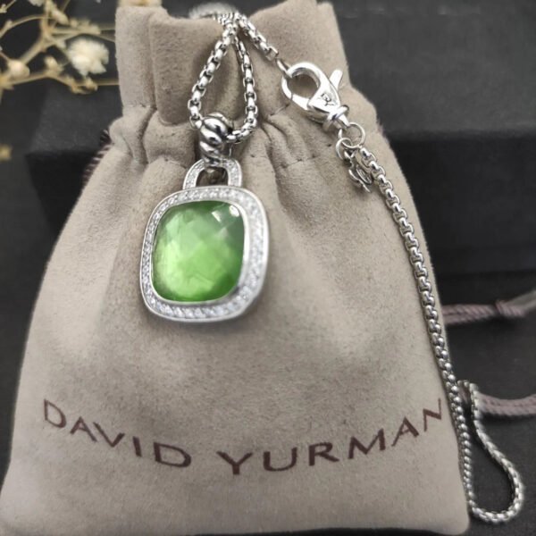 Albion&reg; Pendant Sterling Silver with Prasiolte and Diamonds, 14mm