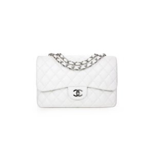 CHANEL SMALL CLASSIC FLAP HANDBAG SILVER METAL