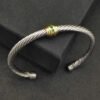 David Yurman 5mm 18k Gold and Sterling Silver Diamond Station Cable Bracelet