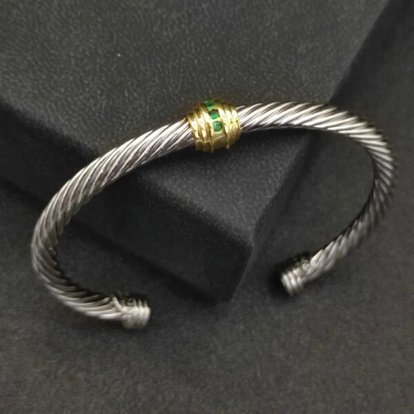 David Yurman 5mm 18k Gold and Sterling Silver Diamond Station Cable Bracelet