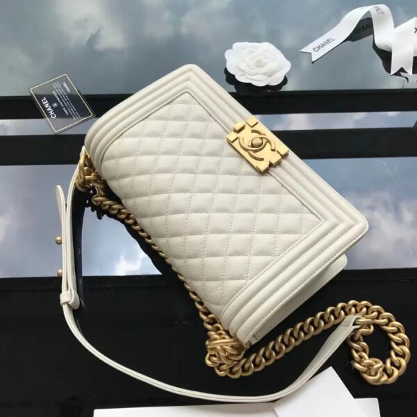 CHANEL CAVIAR QUILTED MEDIUM BOY FLAP IVORY