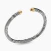 Classic Cable Bracelet Sterling Silver with 14K Yellow Gold and Citrine, 5mm