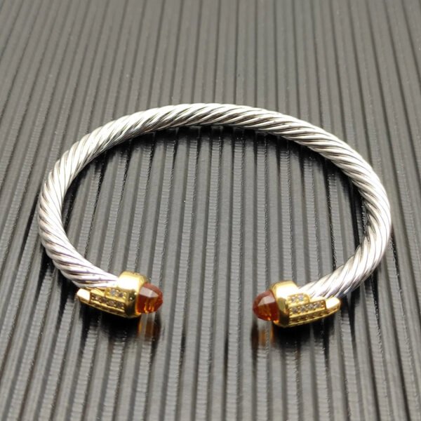 5mm Cable Bracelet with Champagne & Diamond Accents