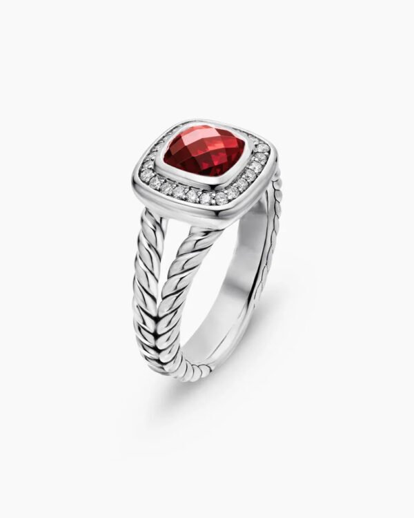 Petite Albion&reg; Ring Sterling Silver with Garnet and Diamonds - 6
