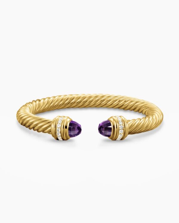 Classic Cablespira&reg; Bracelet 18K Yellow Gold with Amethyst and Diamonds, 7mm