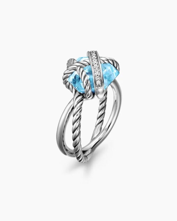 6EBB3B18-B381-087A-D24C-E3377D5053BB.jpg Cable Wrap Ring Sterling Silver with Blue Topaz and Diamonds - 6