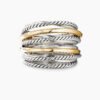 Crossover Ring Sterling Silver with 18K Yellow Gold, 17.8mm