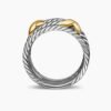 6EEC9F4C-7632-1BC7-6E0A-1D468C3A6985.jpg Double X Crossover Ring Sterling Silver with 18K Yellow Gold - 6