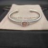 David Yurman  Sterling Silver Diamond and Morganite 4mm Noblesse Cable Bracelet